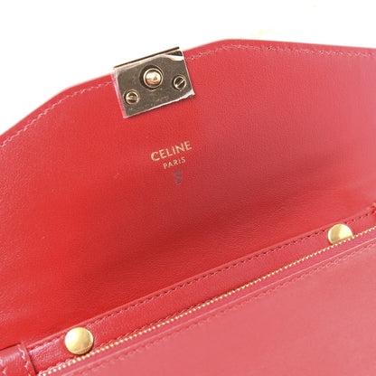 Celine Shiny Smooth Calfskin C Wallet On Chain Bag Red 7 of 11