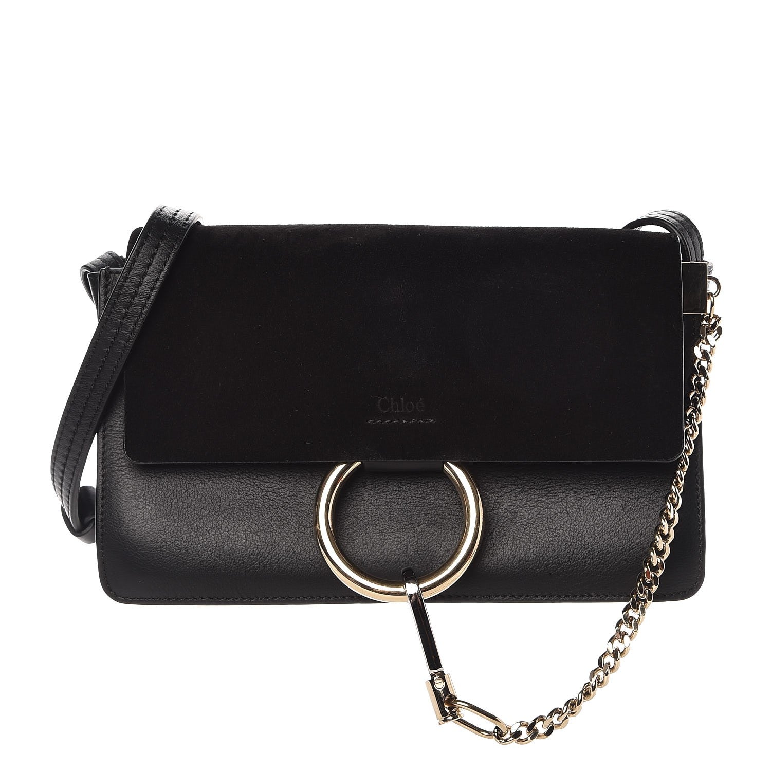 Chloe Suede Calfskin Small Faye Shoulder Bag Black 1 of 7