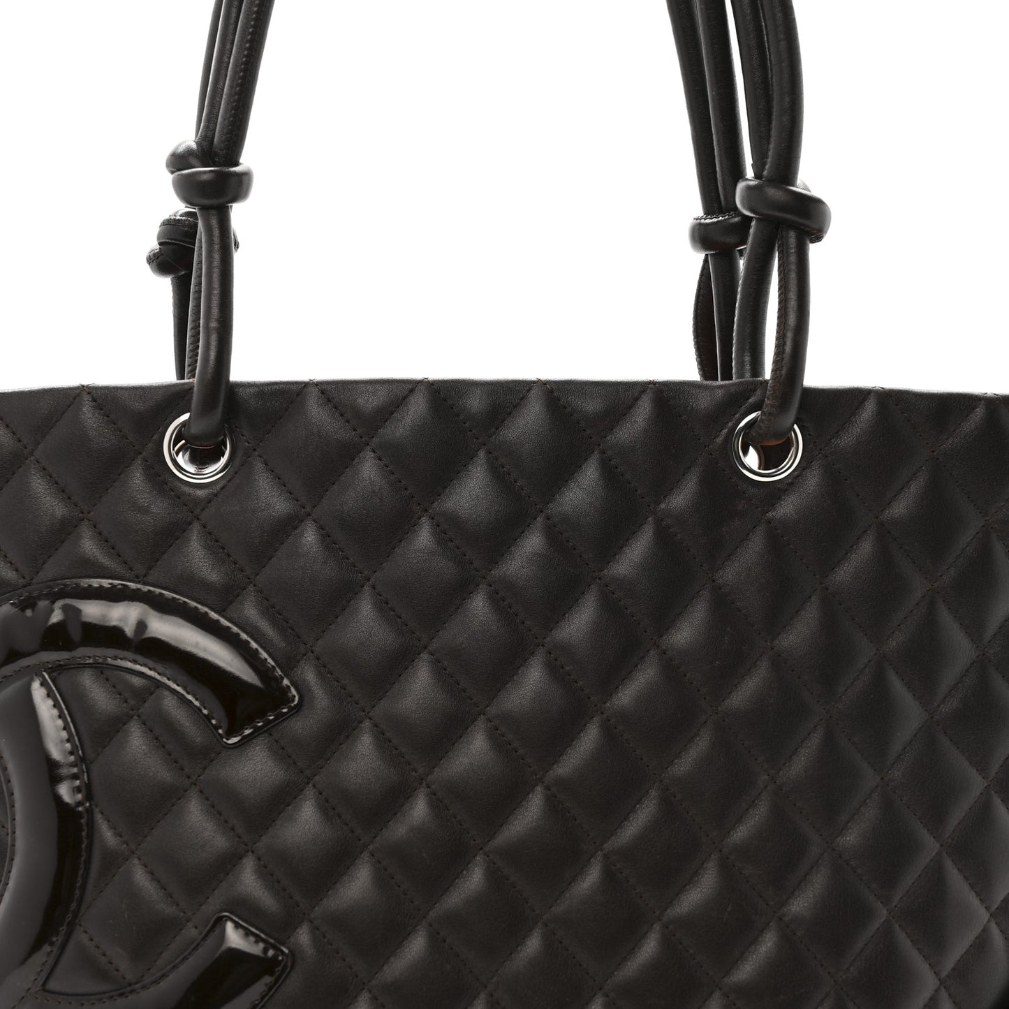 Calfskin Quilted Large Cambon Tote Brown