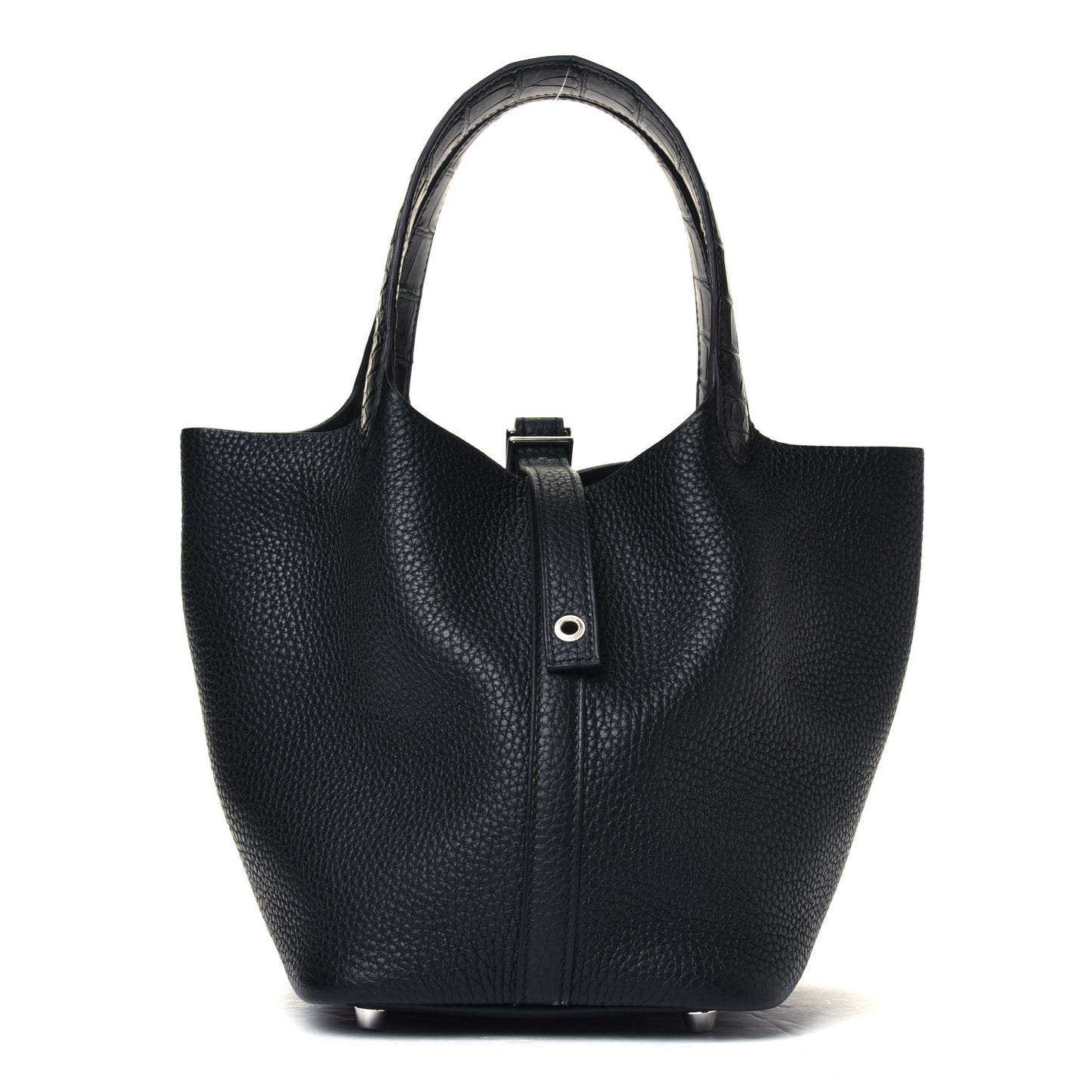 Taurillon Clemence Matte Alligator Picotin Lock Touch 18 PM Black