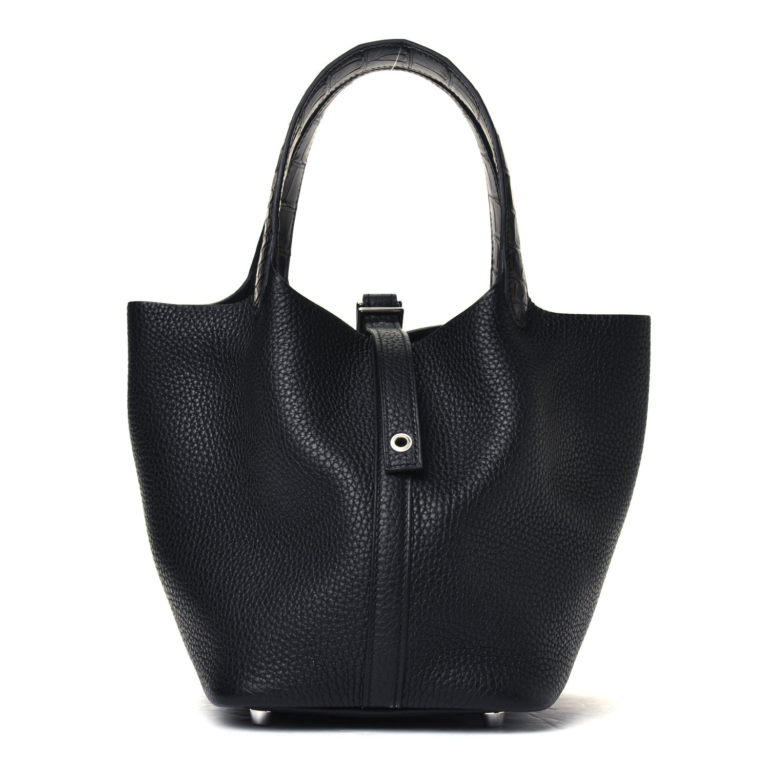 Hermes Taurillon Clemence Matte Alligator Picotin Lock Touch 18 PM Black 1 of 6