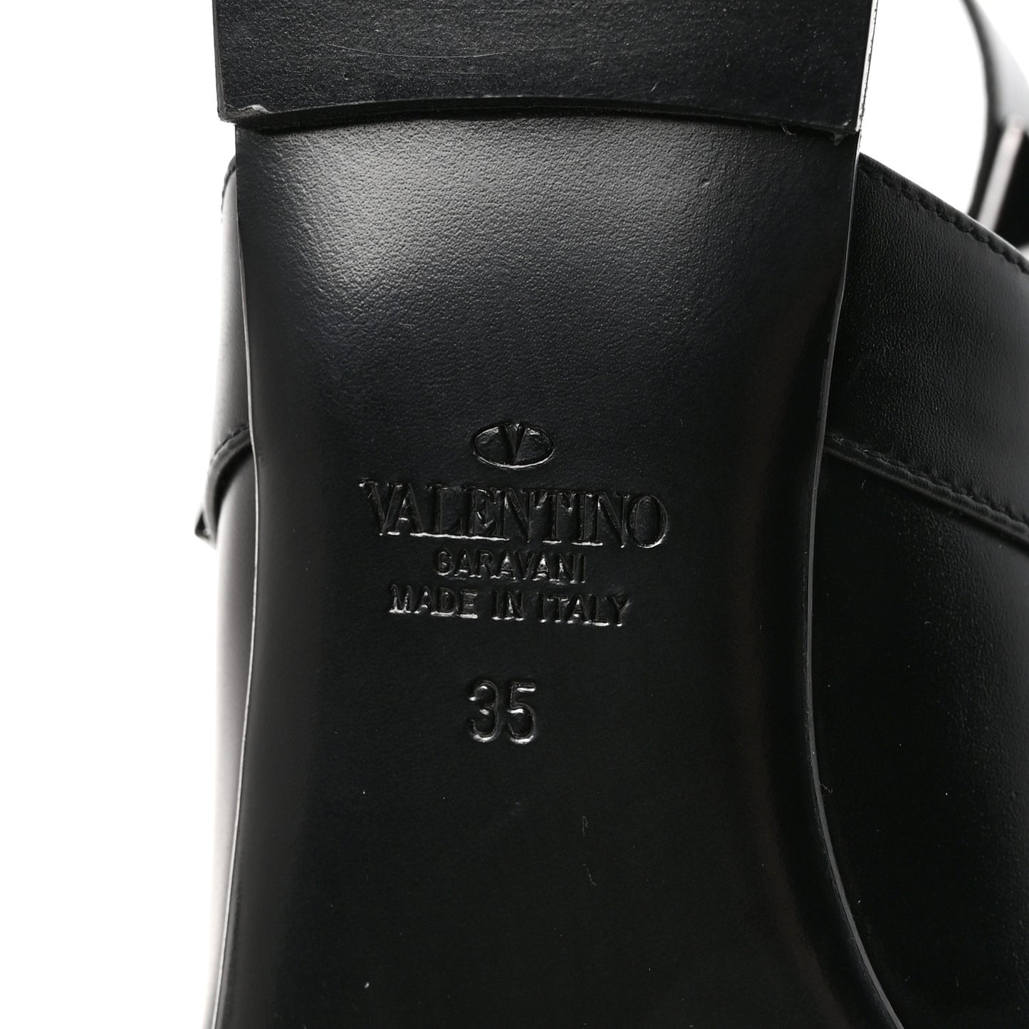 Calfskin Monochrome Roman Stud Ankle Strap Flat Mules 35 Black