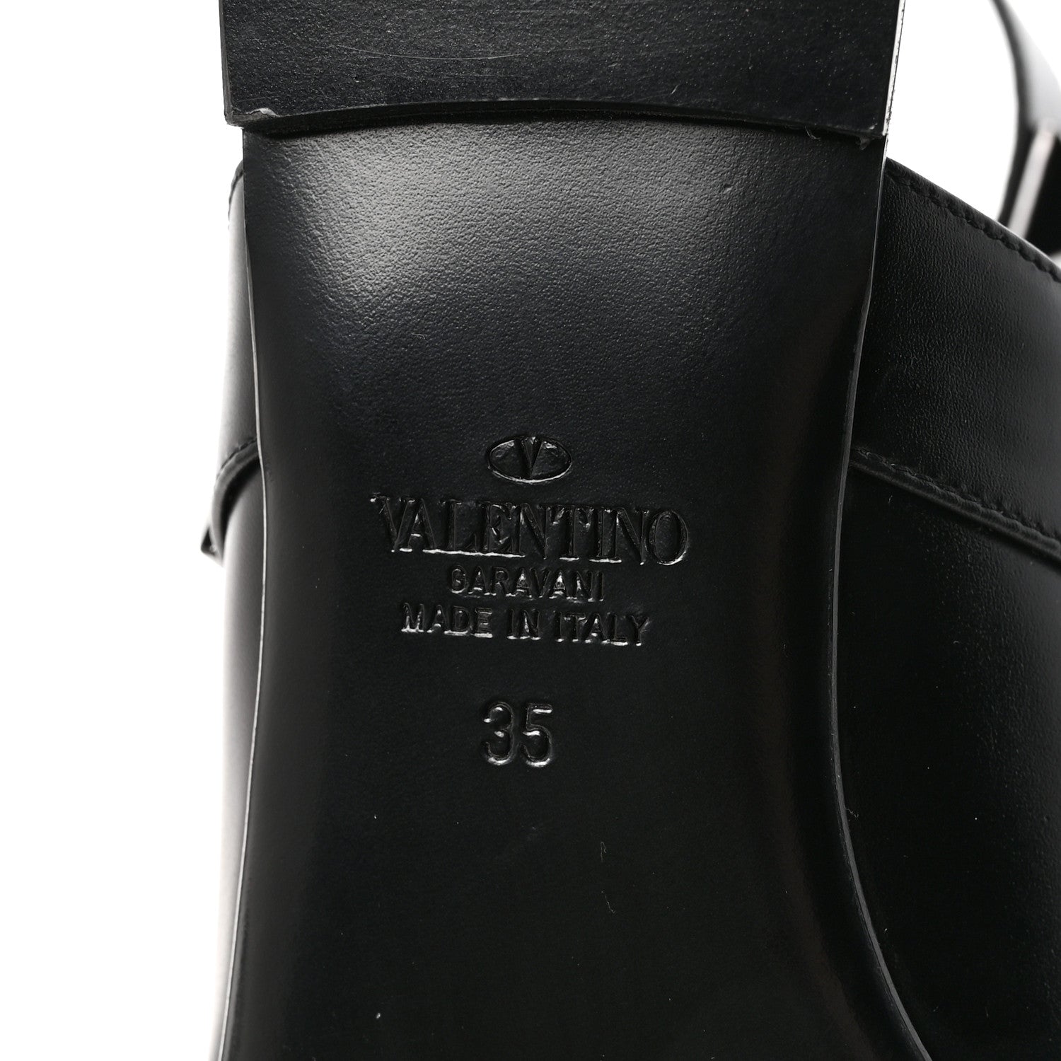 Valentino Garavani Calfskin Monochrome Roman Stud Ankle Strap Flat Mules 35 Black 7 of 9