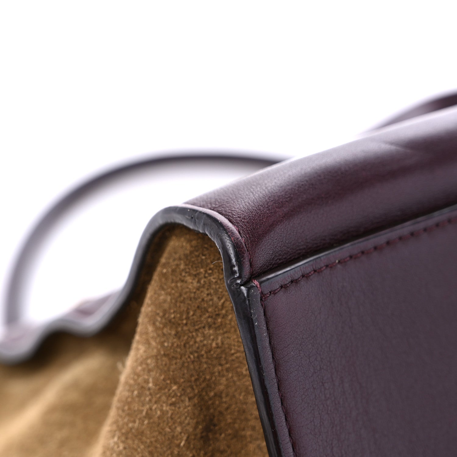 Celine Calfskin Suede Tri-Color Medium Trapeze Burgundy 9 of 15