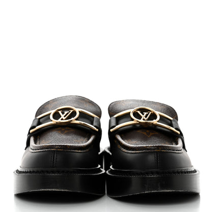Louis Vuitton Monogram Calfskin Academy Loafers 36 Black 2 of 9