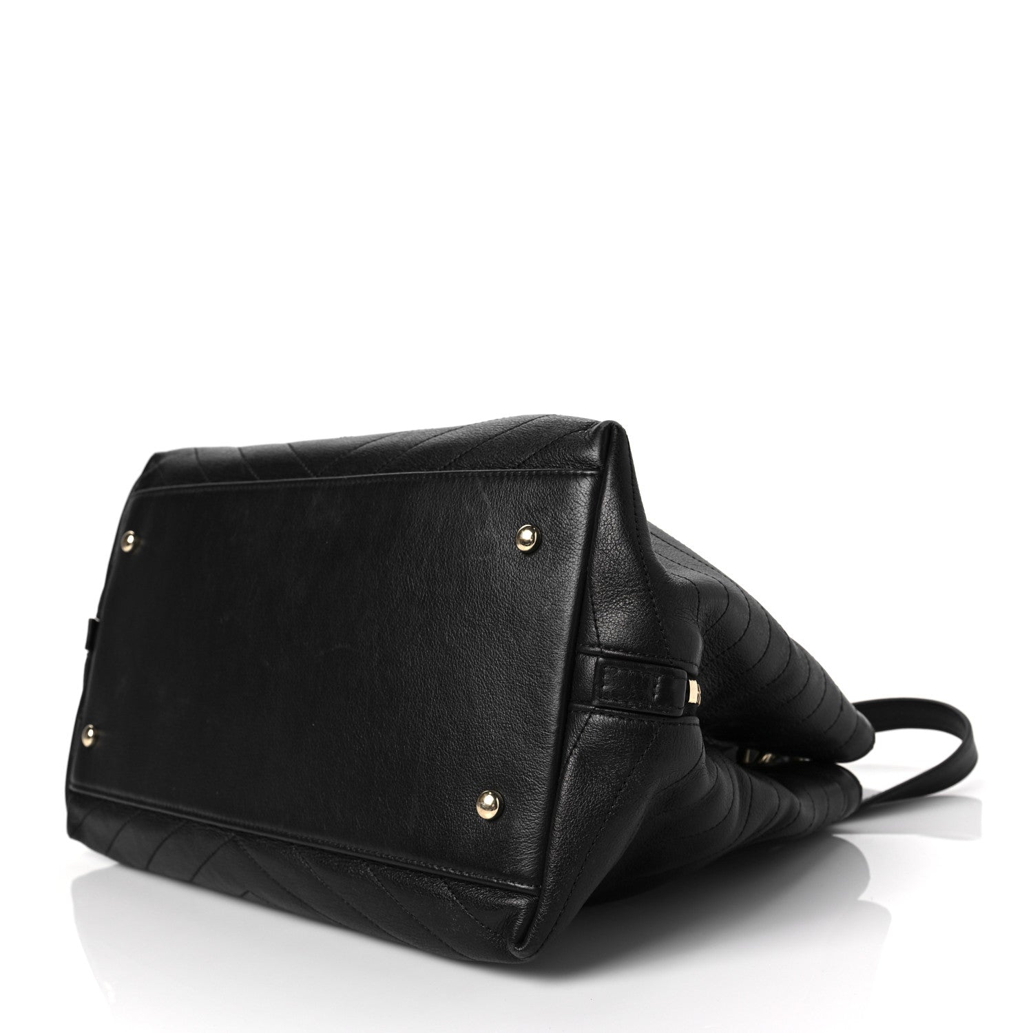 Chanel Calfskin Stitched Large Chevron Chic Shopping Bag Black 9 of 9