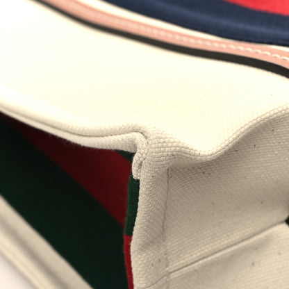 Gucci Canvas Calfskin Web Small Interlocking G Tote Bag Red Blue 11 of 13