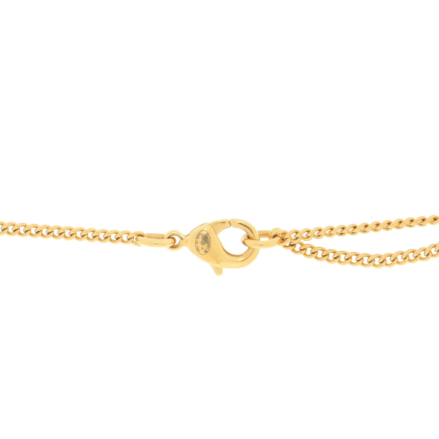 Metal CC Paris Button Necklace Gold