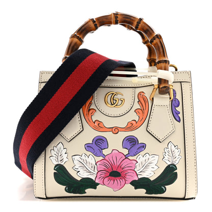 Gucci Calfskin Floral Embossed Mini Diana Tote Bag Mystic White Multicolor 1 of 12