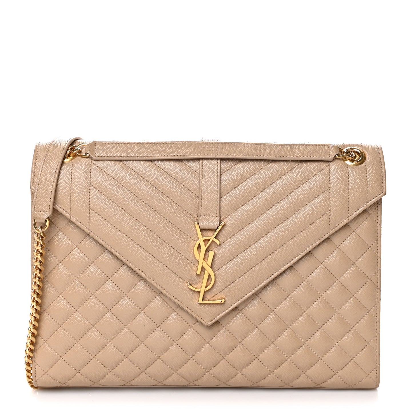 Grain De Poudre Mixed Matelasse Large Triquilt Monogram Satchel Nude Powder