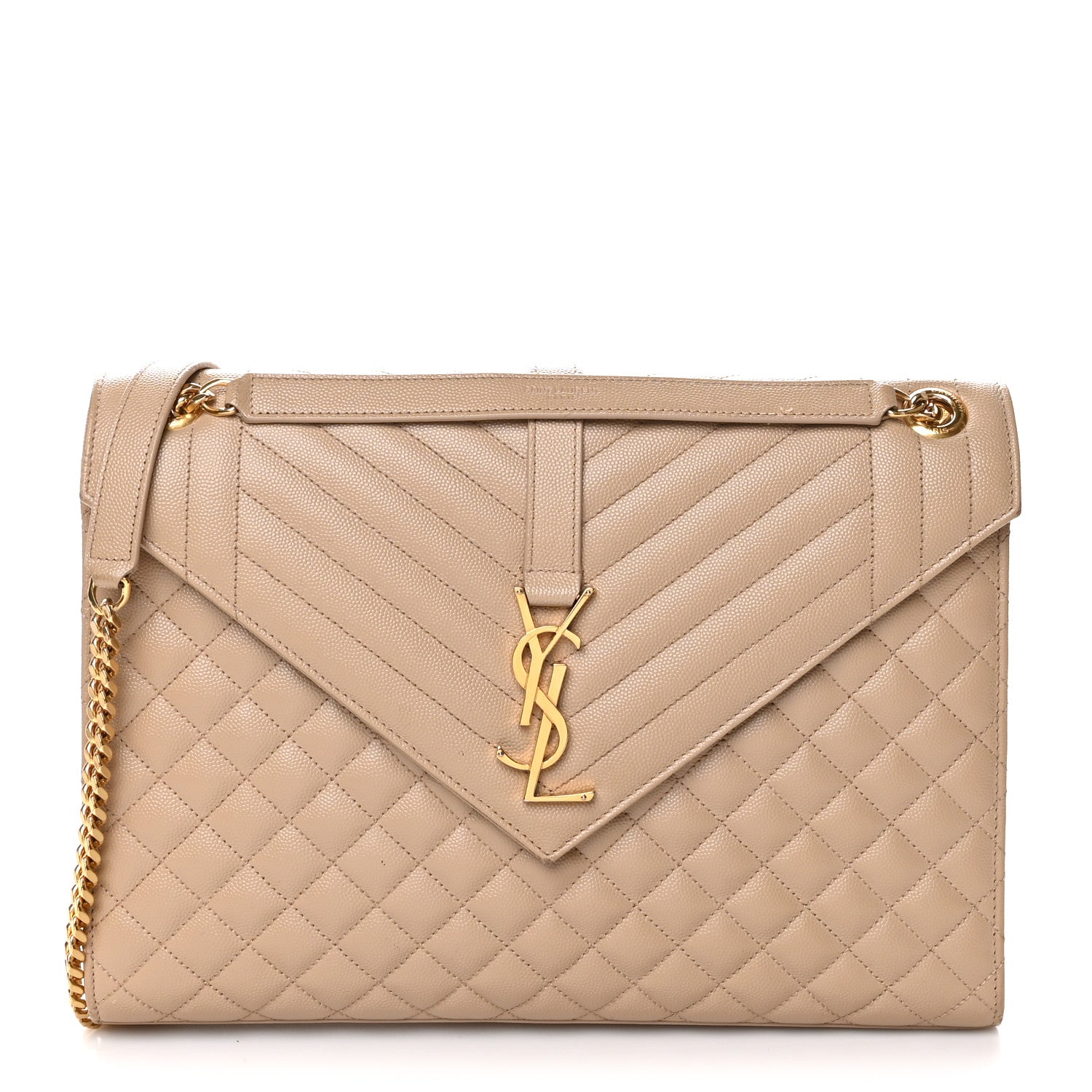 Saint Laurent Grain De Poudre Mixed Matelasse Large Triquilt Monogram Satchel Nude Powder 1 of 11