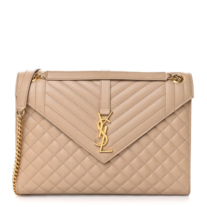 Saint Laurent Grain De Poudre Mixed Matelasse Large Triquilt Monogram Satchel Nude Powder 1 of 11