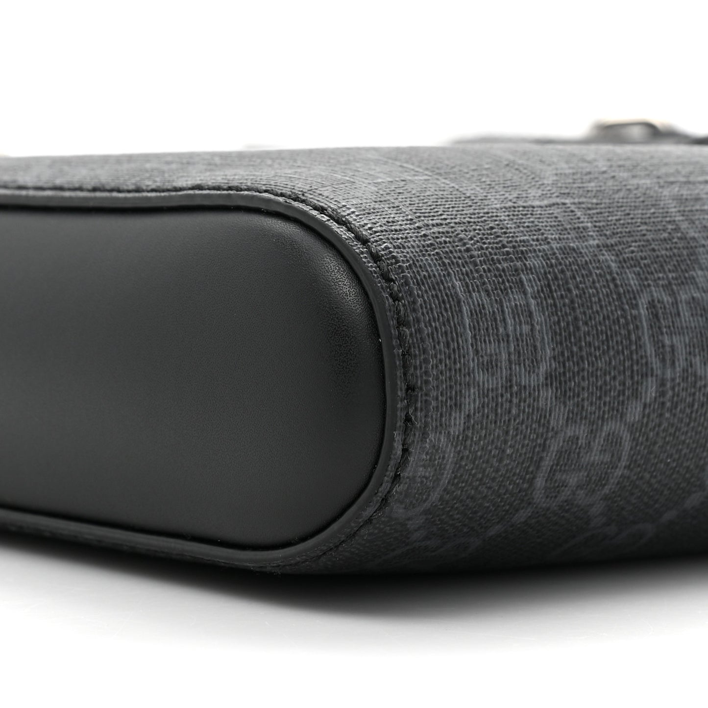 GG Supreme Monogram Web Small Flat Messenger Bag Black Grey