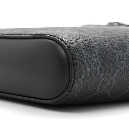 Gucci GG Supreme Monogram Web Small Flat Messenger Bag Black Grey 9 of 9