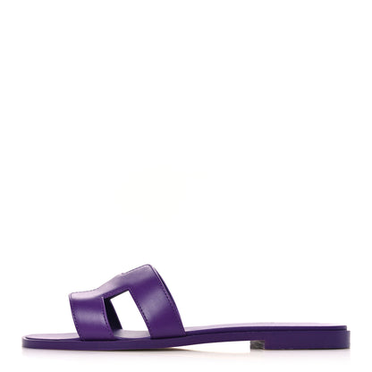 Hermes Calfskin Oran Sandals 37 Violet Majorette 1 of 8