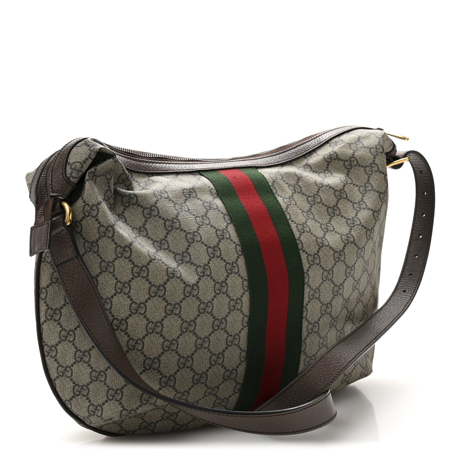 Gucci GG Supreme Monogram Web Ophidia Half Moon Hobo Brown 3 of 11
