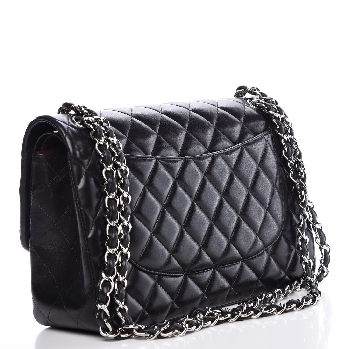 Lambskin Quilted Jumbo Double Flap Black