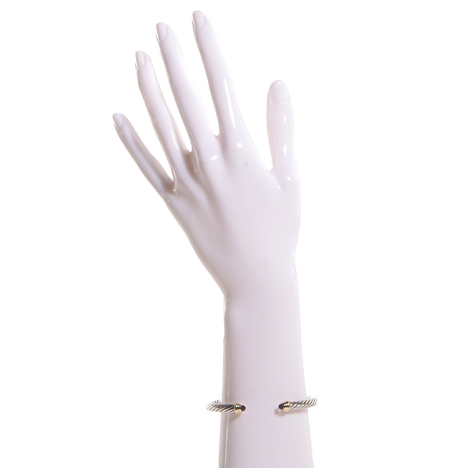 David Yurman Sterling Silver 14K Yellow Gold Amethyst 5mm Cable Classics Petite Color Bracelet 2 of 5