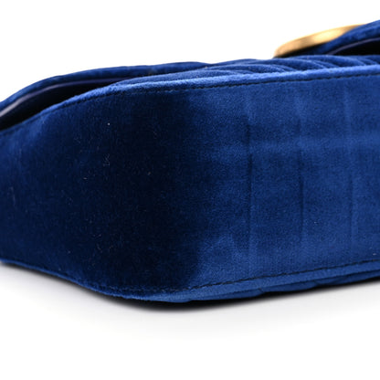 Gucci Velvet Matelasse Small GG Marmont Shoulder Bag Cobalt Blue 9 of 17