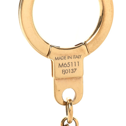 Louis Vuitton Brass Enamel Fleur De Monogram Bag Charm Chain Gold 3 of 4