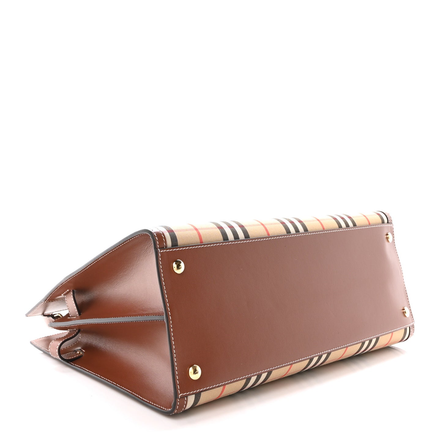 Calfskin Vintage Check Two Handle Title Bag Archive Beige