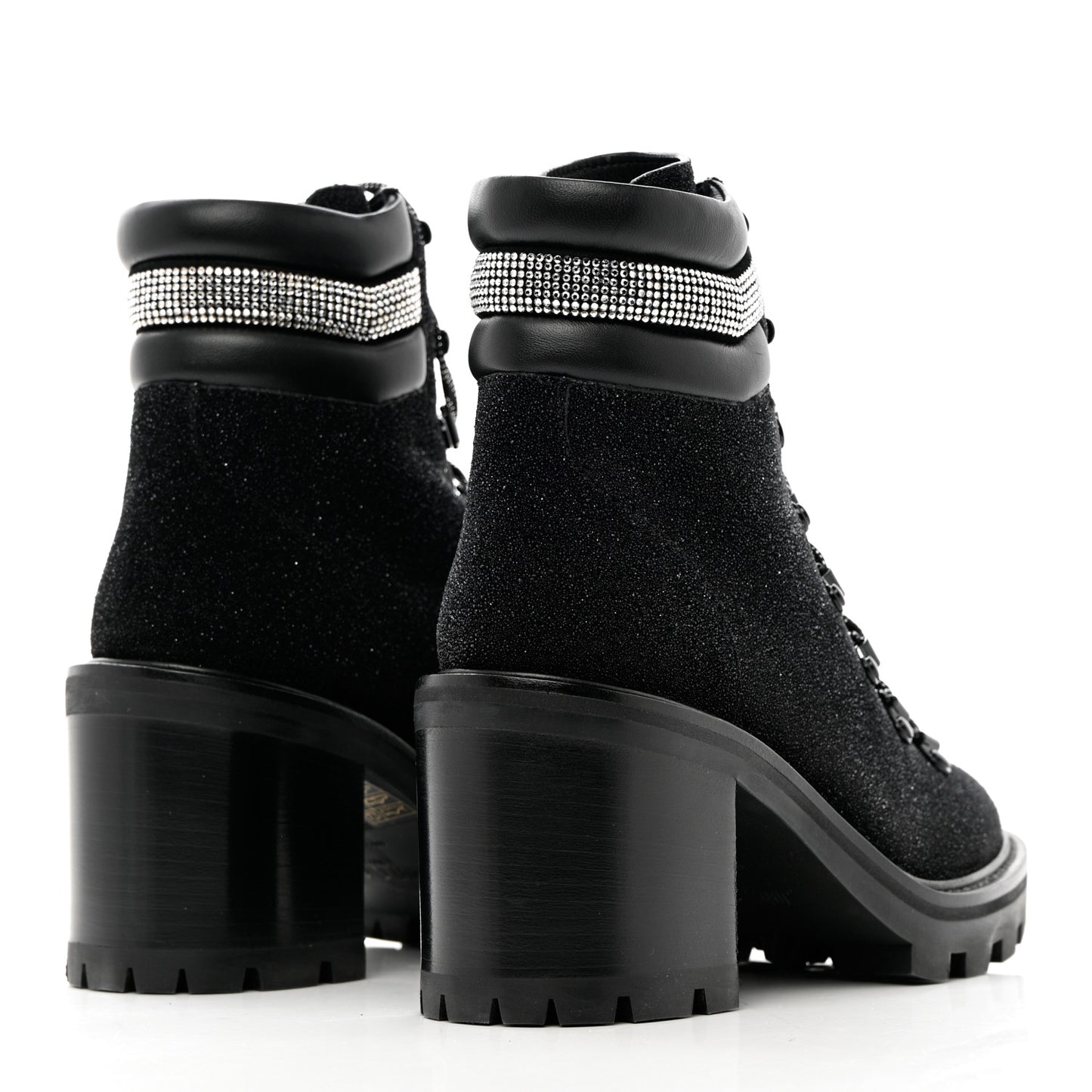 Suede Glitter Crystal Embellished Womens Eshe 65 Hiking Boots 38 Black