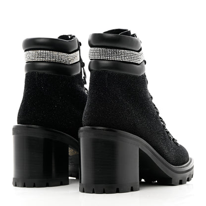 Jimmy Choo Suede Glitter Crystal Embellished Womens Eshe 65 Hiking Boots 38 Black 4 of 10