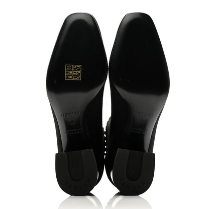 Hermes Knit Calfskin Volver 60 Ankle Boots 38 Black 5 of 8
