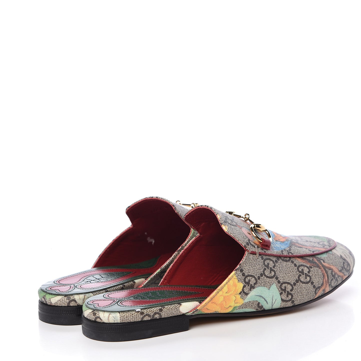 GG Supreme Monogram Tian Womens Princetown Slippers 34.5 Beige Ebony Multicolor