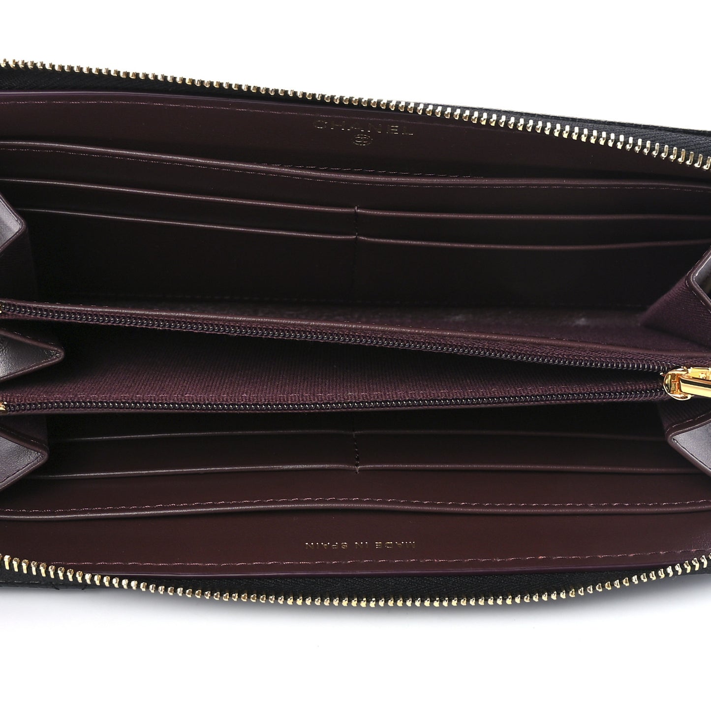 Caviar Quilted Large Gusset Zip Around Wallet Black
