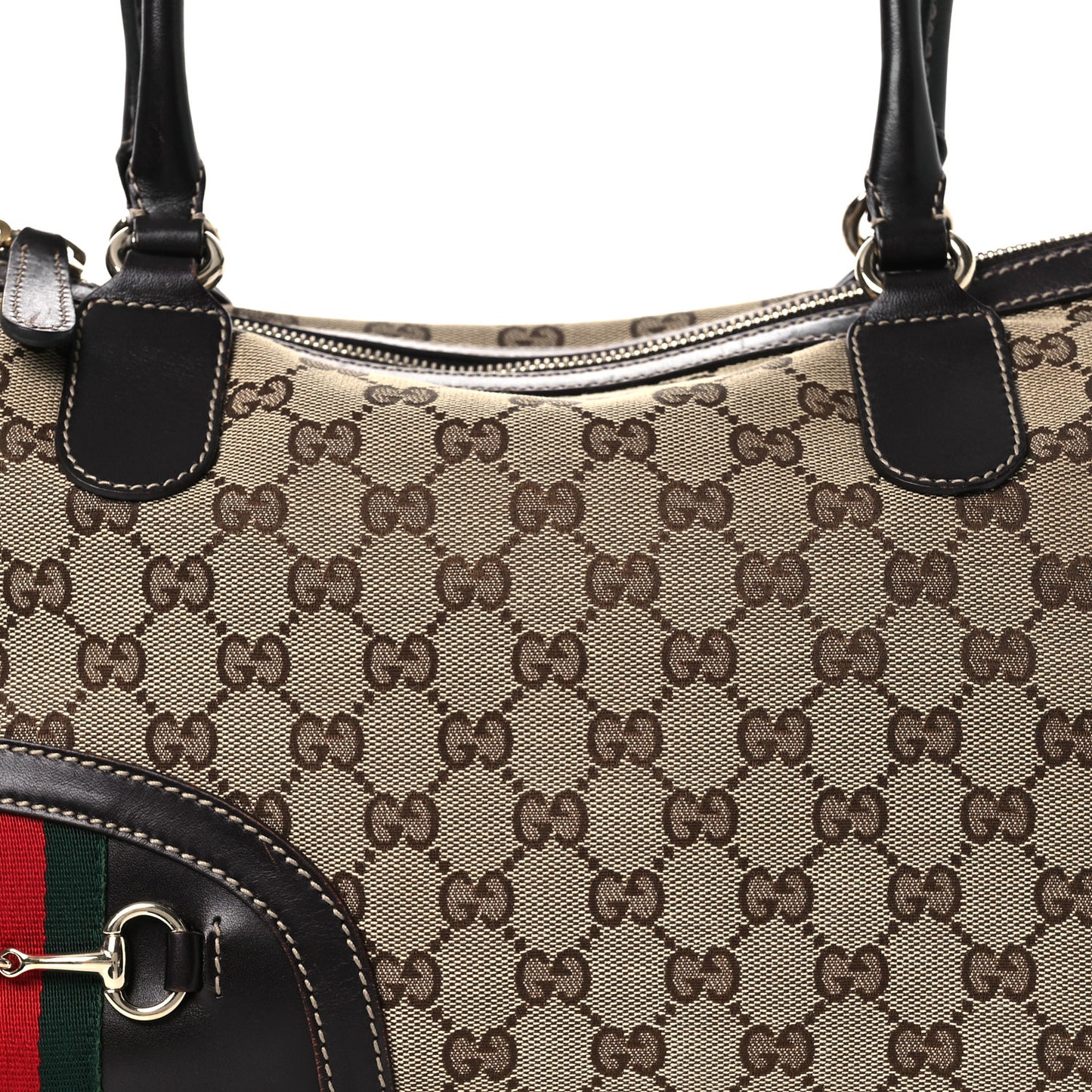 Monogram Sherry Line Horsebit Tote Dark Brown