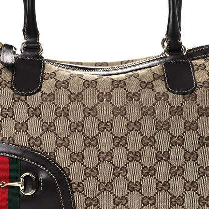 Gucci Monogram Sherry Line Horsebit Tote Dark Brown 8 of 18
