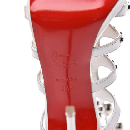 Christian Louboutin Kid Amazoutiful 120 Lace Up Sandals 38.5 Latte Silver 6 of 7