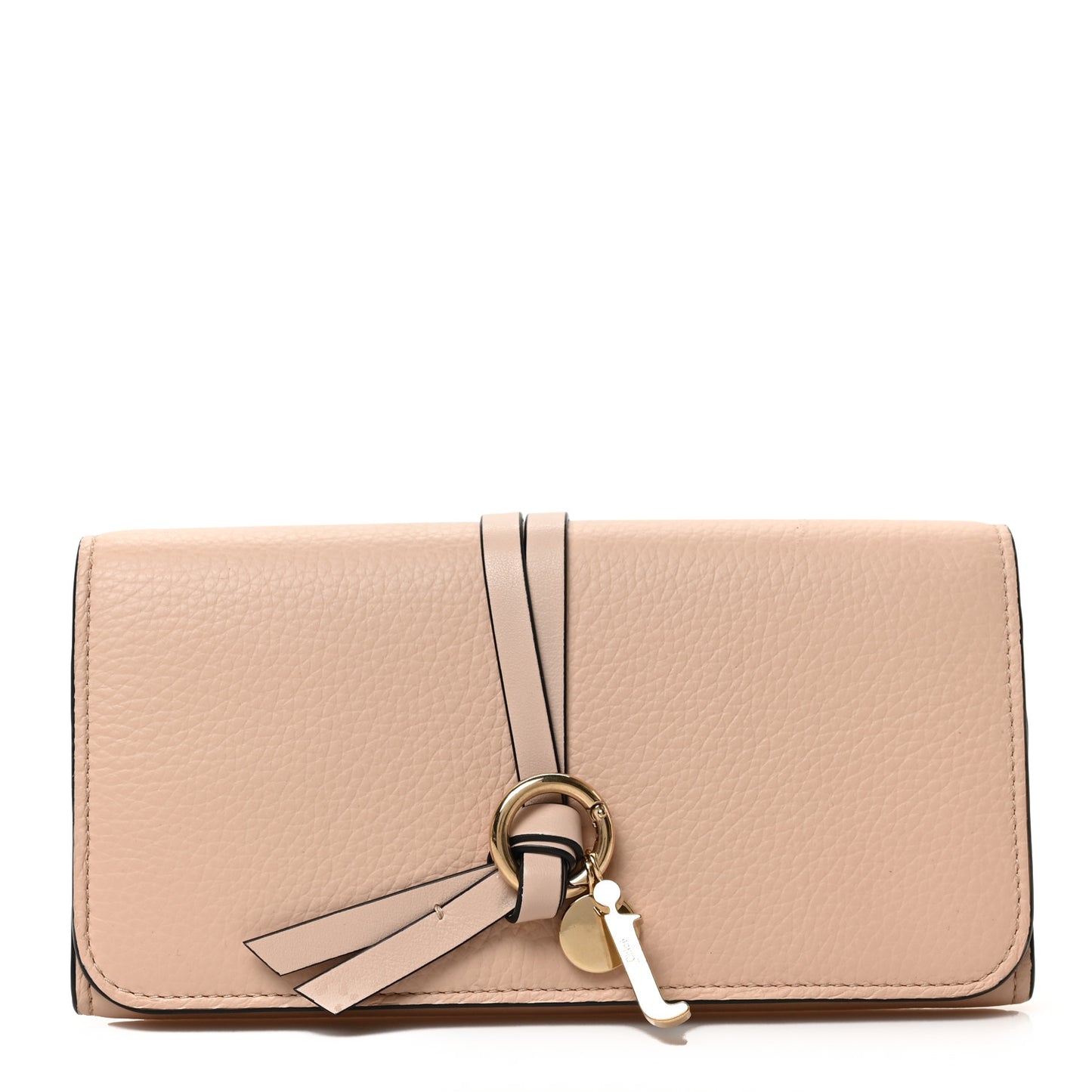 Calfskin Alphabet Long Wallet Blush Nude