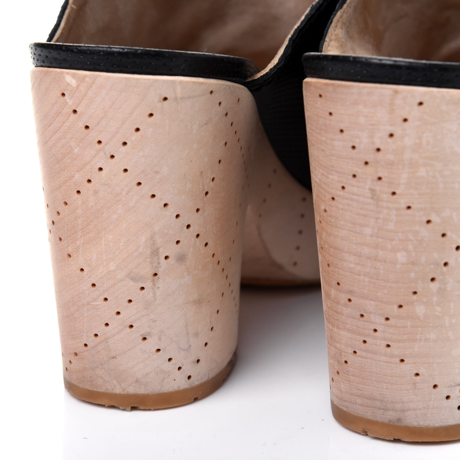 Chanel Lambskin Perforated Cap Toe Wood CC Clogs 39 Black 11 of 14