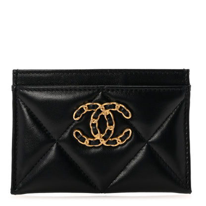 Chanel Lambskin Quilted Chanel 19 Card Holder Black 1 of 9