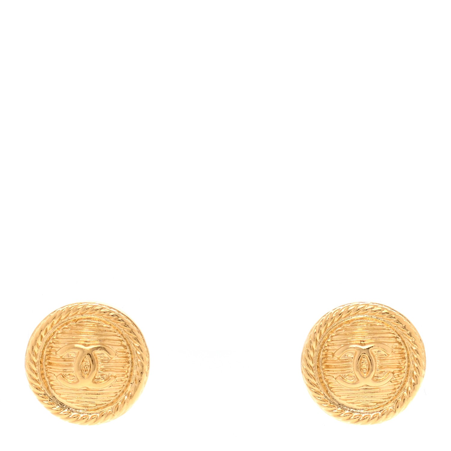 Chanel CC Button Earrings Gold 1 of 5