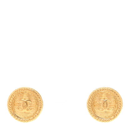 Chanel CC Button Earrings Gold 1 of 5