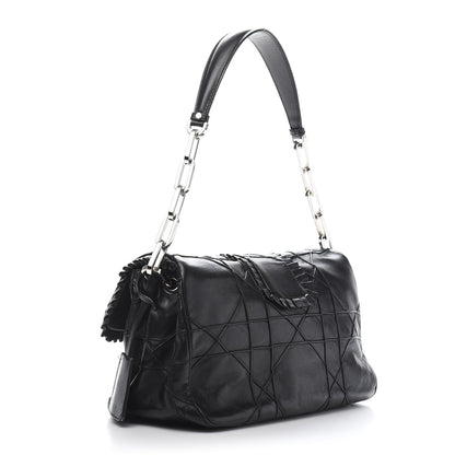 Christian Dior Lambskin Cannage Ruffle New Lock Flap Black 3 of 11