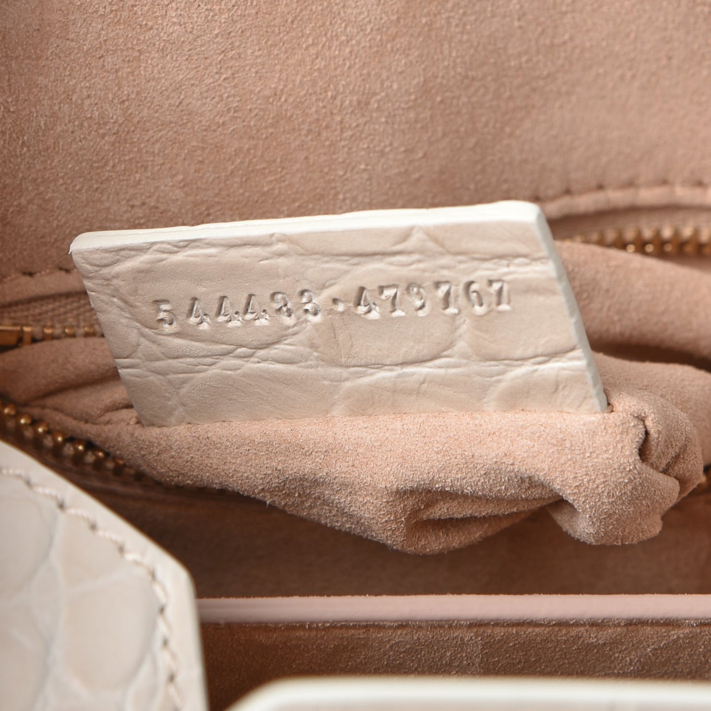 Calfskin Crocodile Embossed Box Shoulder Bag 16 Cream