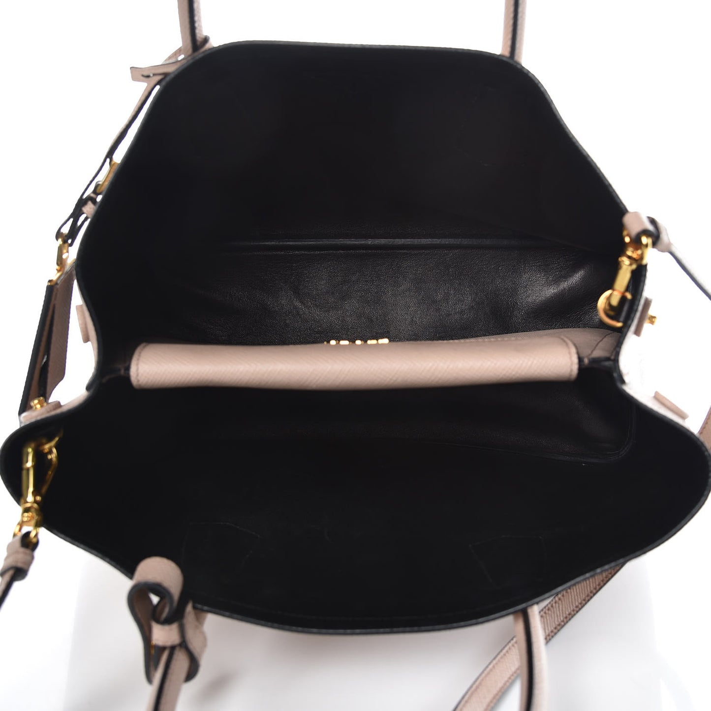 Saffiano Cuir Medium Double Bag Cammeo Black
