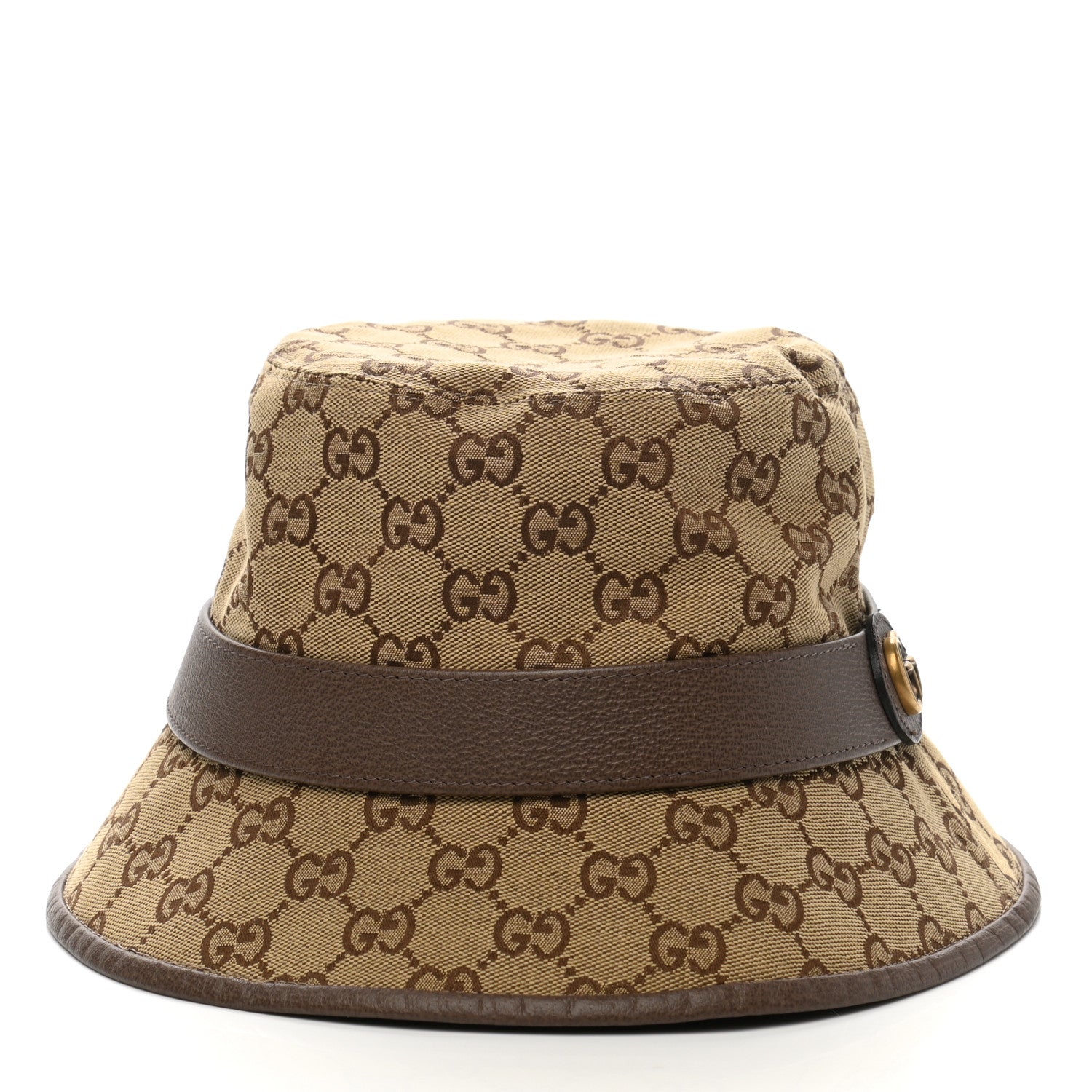 Gucci Monogram Textured Dollar Calfskin GG Jago Bucket Hat M Cacao Beige 6 of 9