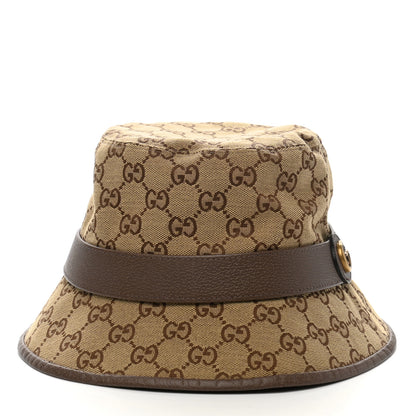 Gucci Monogram Textured Dollar Calfskin GG Jago Bucket Hat M Cacao Beige 6 of 9