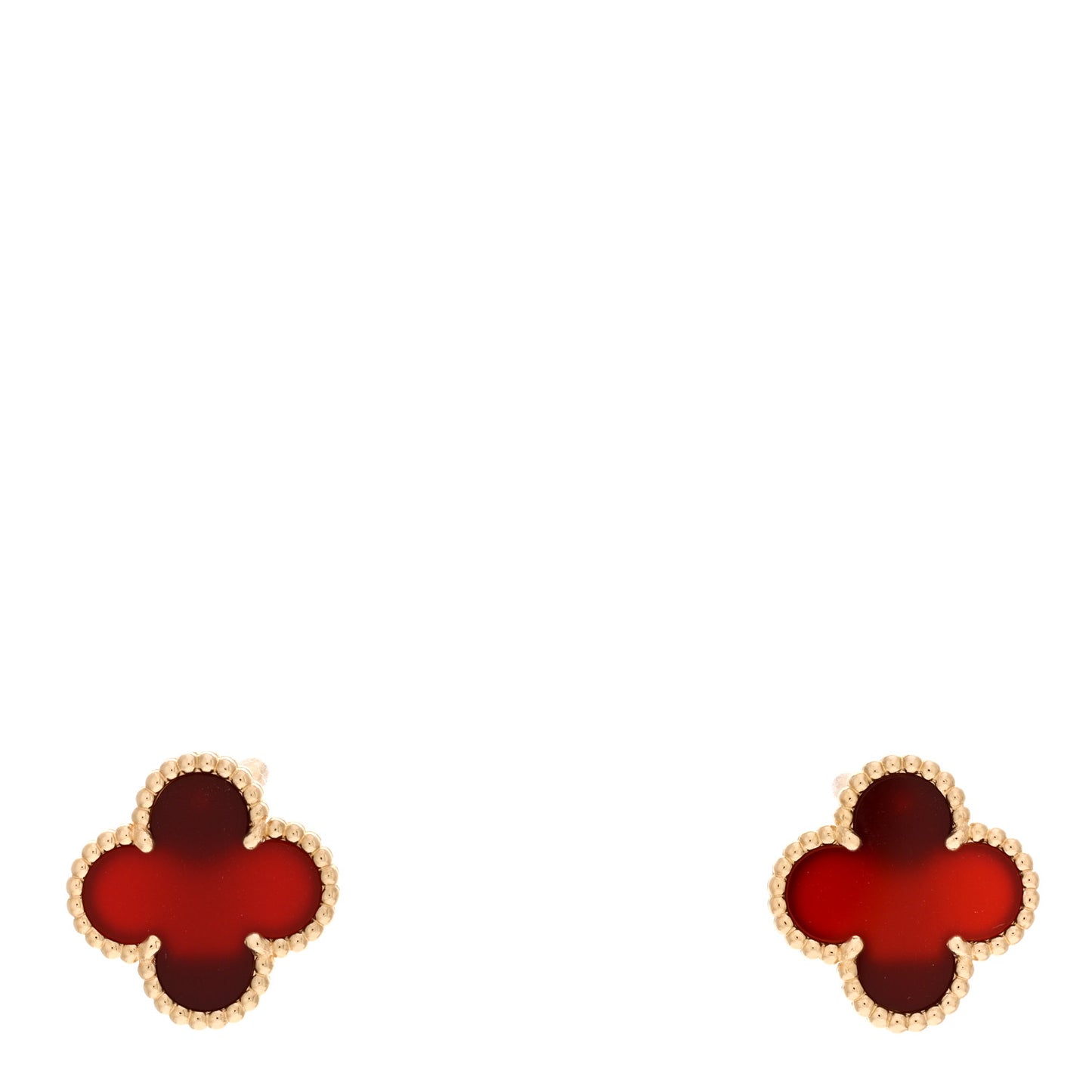 18K Yellow Gold Carnelian Vintage Alhambra Earrings