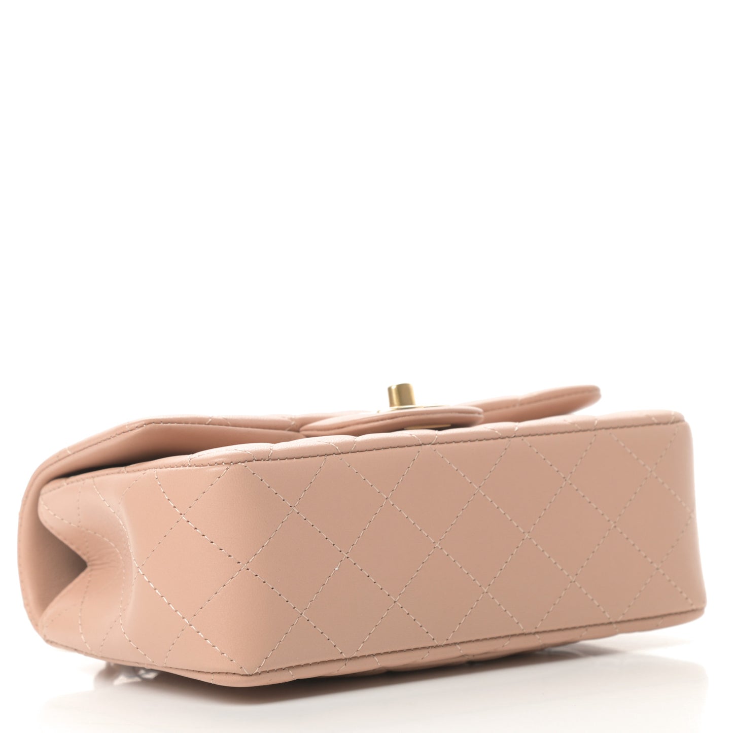 Lambskin Quilted Mini Top Handle Rectangular Flap Beige