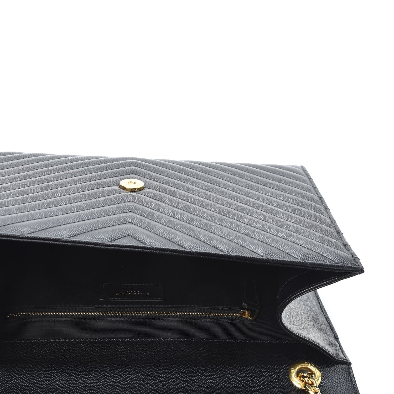 Saint Laurent Grain De Poudre Matelasse Chevron Large Monogram Satchel Black 4 of 9