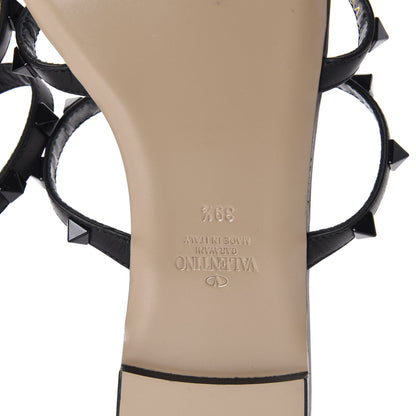 Valentino Garavani Nappa Rockstud Caged Flat Slide Sandals 39.5 Black 8 of 9