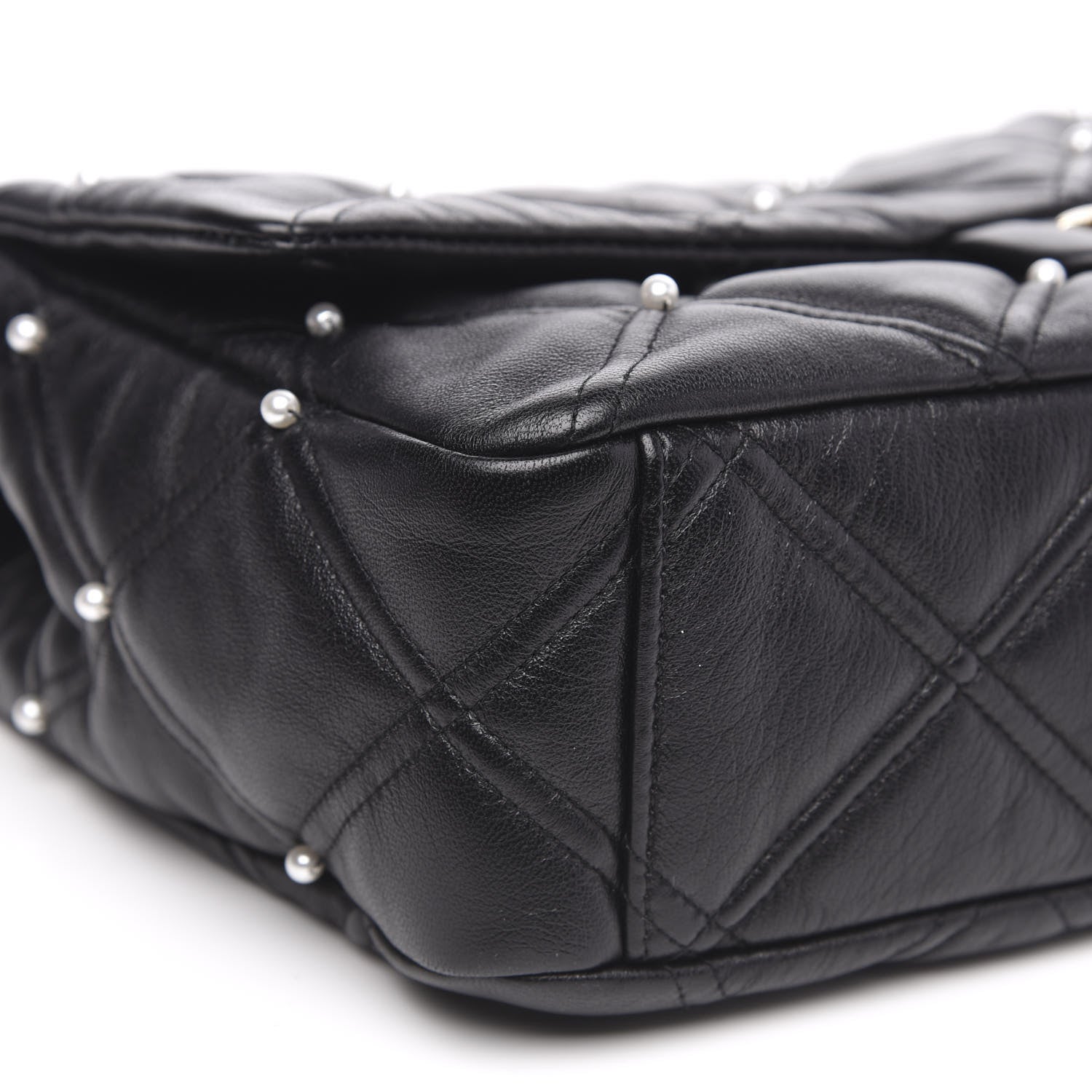 Chanel Lambskin Quilted Pearl Studded Flap Black 8 of 12