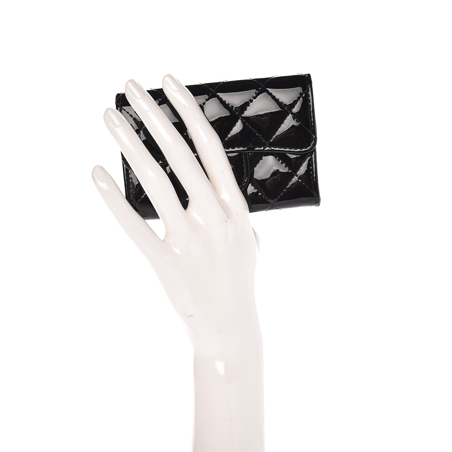 Chanel Patent Quilted Flap Card Holder Black 2 of 8