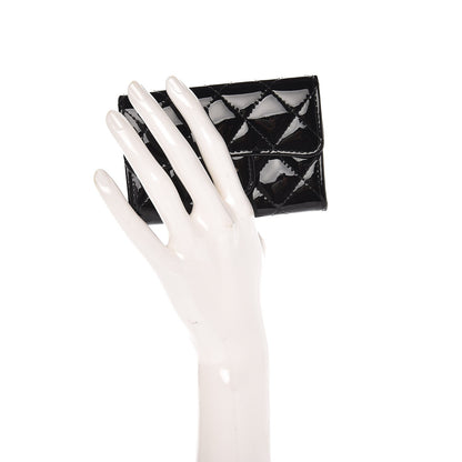 Chanel Patent Quilted Flap Card Holder Black 2 of 8